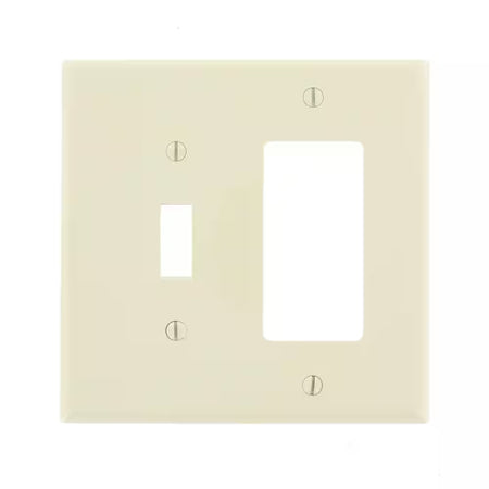 2-Gang Light Almond 1-Toggle / 1-Decora/Rocker Nylon Midway/Midsize Wall Plate (1-Pack) PJ126-T