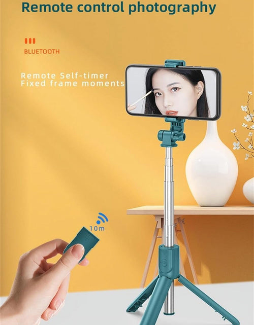 Load image into Gallery viewer, Selfie Stick Tripod,3 in 1 Extendable 360° Rotation Tripod Stand with Detachable Wireless Remote Portable Mobile Phone Holder Compatible with Iphone,Android,Samsung (White+Light)
