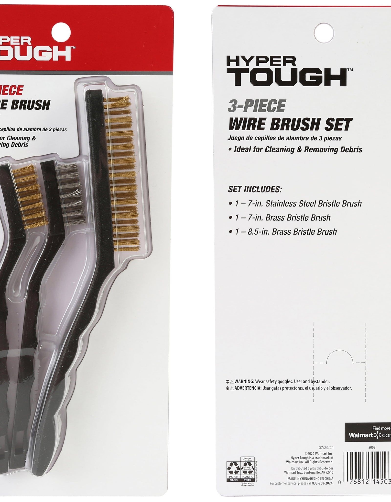 3-Piece Wire Utility Brush Set with Brass and Stainless Steel Bristles for Cleaning