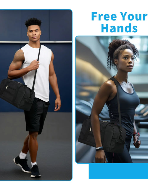 Load image into Gallery viewer, " 14"" Black Mini Duffel Bag for Travel and Gym, Polyester, Durable"
