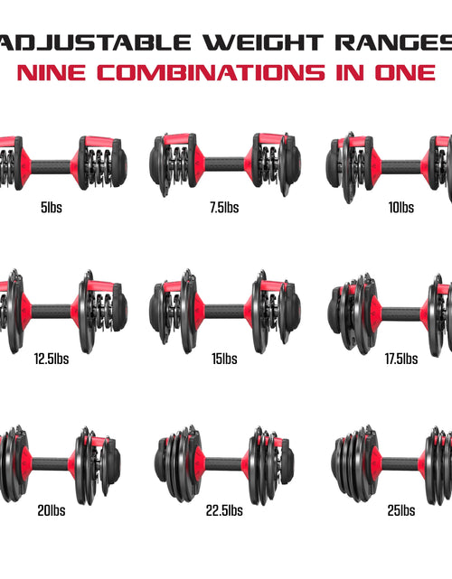 Load image into Gallery viewer, Adjustable Dumbbells, 25Lb Smartbell Dumbbell Set with 9-In-1 Quick-Select Weights, 2.5Lb Increments for Home Gym
