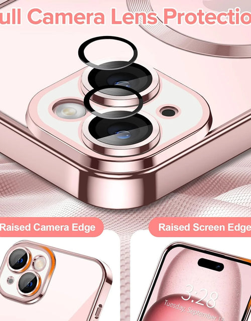 Load image into Gallery viewer, Transparent Phone Case for Apple Iphone 15 Clear Magnetic Case, [Yellow Resistant] Slim Fit Shockproof Transparent Crystal Clear Magnetic Case for Apple Iphone 15, Rose
