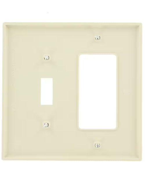 Load image into Gallery viewer, 2-Gang Light Almond 1-Toggle / 1-Decora/Rocker Nylon Midway/Midsize Wall Plate (1-Pack) PJ126-T
