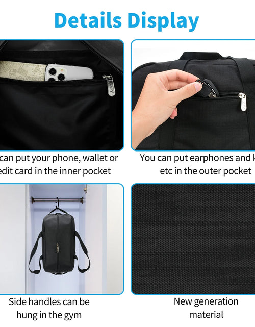 Load image into Gallery viewer, " 14"" Black Mini Duffel Bag for Travel and Gym, Polyester, Durable"
