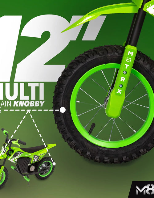 Load image into Gallery viewer, Green 12V Mini Electric Child Dirt Bike, Battery Powered Toy Motorcycle, Kids Ride On, Ages 5 Years and Up
