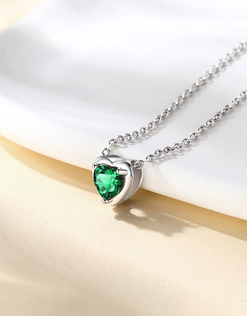 Load image into Gallery viewer, Silver Necklace 925 Sterling Silver Birthstone Love Heart Necklace Mother'S Day Gifts for Mom
