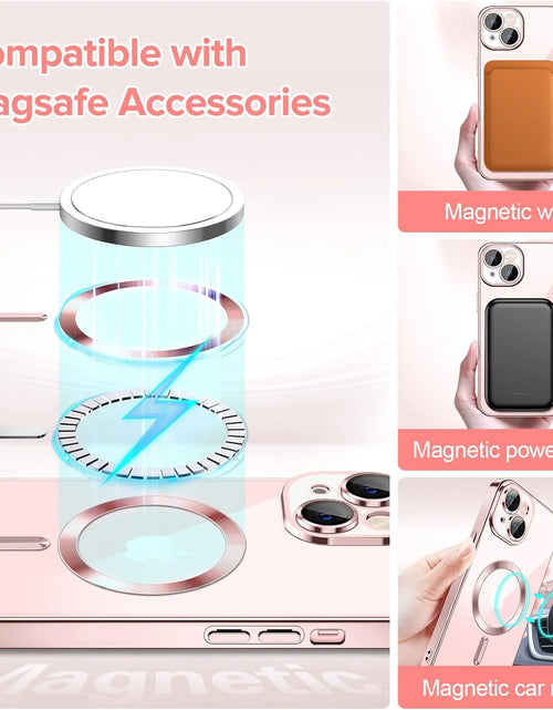 Load image into Gallery viewer, Transparent Phone Case for Apple Iphone 15 Clear Magnetic Case, [Yellow Resistant] Slim Fit Shockproof Transparent Crystal Clear Magnetic Case for Apple Iphone 15, Rose
