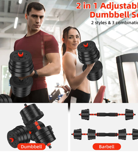 66 LBS Adjustable Dumbbell Set, Free Weights Dumbbells Set for Workout, Black