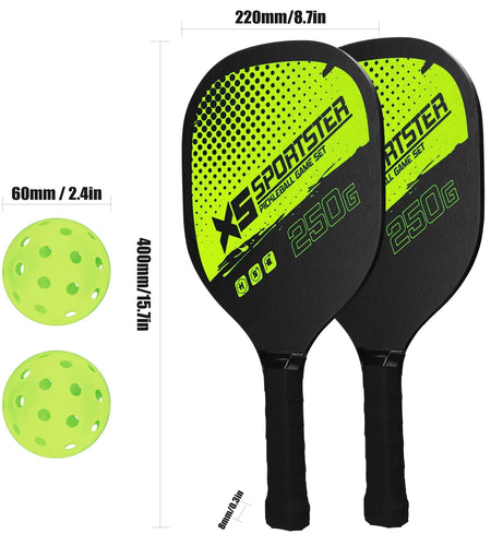 Pickleball Rackets Set Pickleball Paddle Set of 2 Rackets and 4 Pickleballs Balls Pickle-Ball Racquet with Balls Sports Accessory