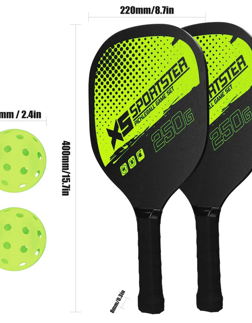 Load image into Gallery viewer, Pickleball Rackets Set Pickleball Paddle Set of 2 Rackets and 4 Pickleballs Balls Pickle-Ball Racquet with Balls Sports Accessory
