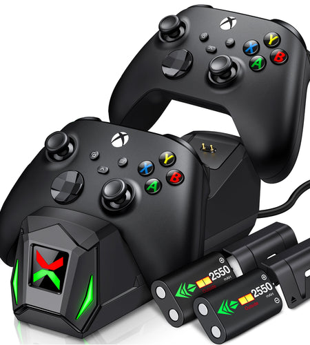 Controller Charger for Xbox, Charging Station with 2*2550Mah Controller Battery Packs for Xbox Series/One X/S/Elite