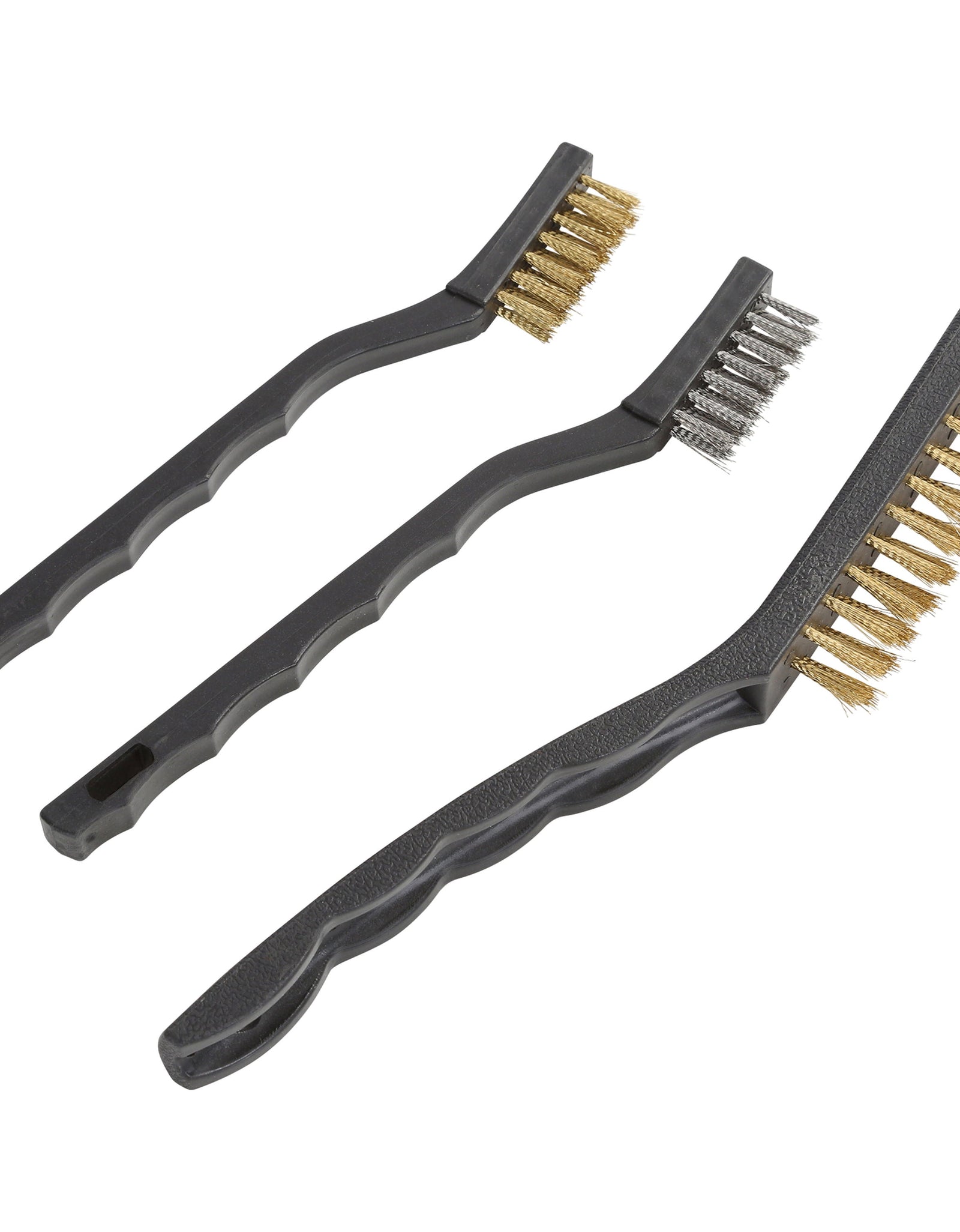 3-Piece Wire Utility Brush Set with Brass and Stainless Steel Bristles for Cleaning
