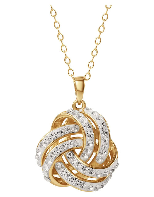 Load image into Gallery viewer, Fine Women'S Love Knot 18K Gold Crystal Pendant and Earring Set
