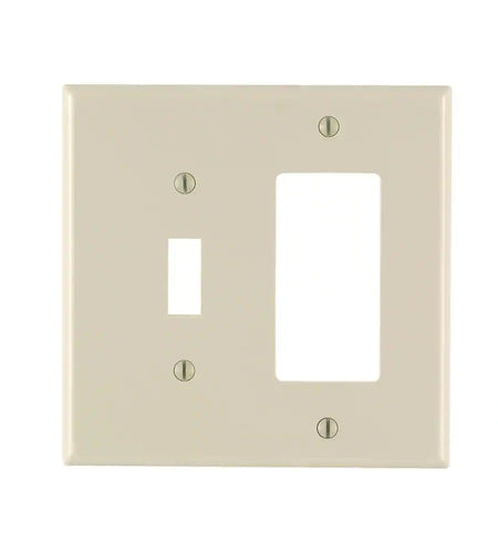 2-Gang Light Almond 1-Toggle / 1-Decora/Rocker Nylon Midway/Midsize Wall Plate (1-Pack) PJ126-T