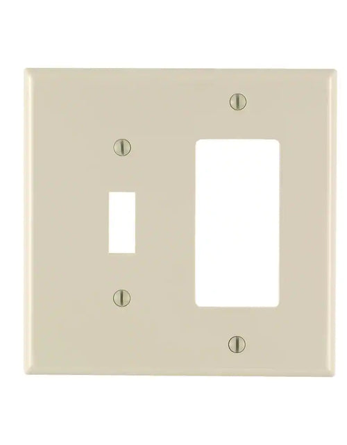 Load image into Gallery viewer, 2-Gang Light Almond 1-Toggle / 1-Decora/Rocker Nylon Midway/Midsize Wall Plate (1-Pack) PJ126-T
