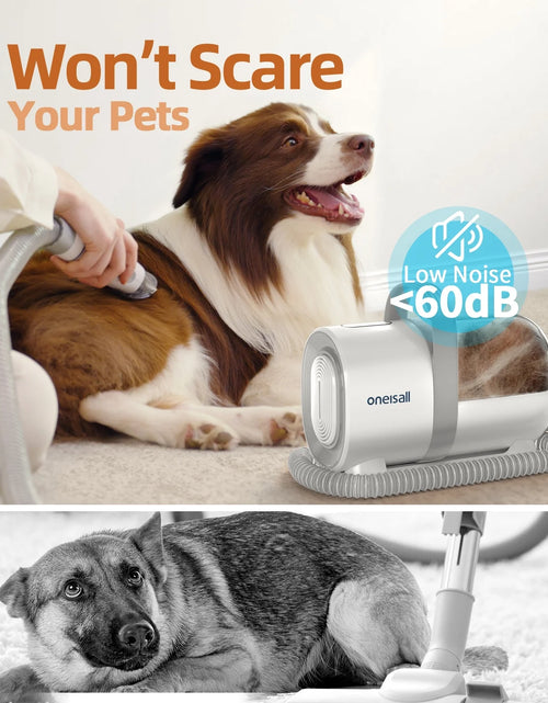 Load image into Gallery viewer, 7 in 1 Dog Grooming Kit, Low Noise Pet Grooming Vacuum with 1.5 L Dust Cup, Dog Vacuum for Shedding Grooming, with 7 Professional Grooming Tools for Dogs Cats Pet Hair &amp; Home Cleaning, Gray
