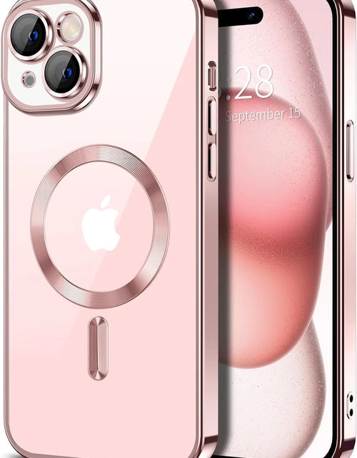 Load image into Gallery viewer, Transparent Phone Case for Apple Iphone 15 Clear Magnetic Case, [Yellow Resistant] Slim Fit Shockproof Transparent Crystal Clear Magnetic Case for Apple Iphone 15, Rose
