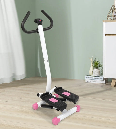 Mini Aerobic Stepper, Stair Climber Twist Fitness Machine with Handle, Pink